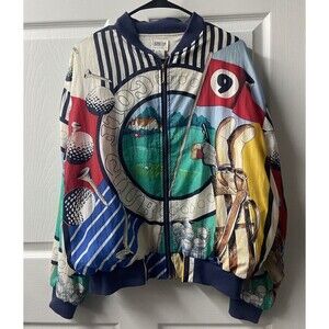 Lineup Sport Golf Jacket Women Large Nylon Graphic Bomber Full Zip Novelty Print